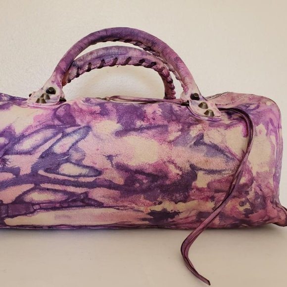 Balenciaga Graffiti City bag white pink Purple tie dyed painted twiggy giant - Picture 7 of 10